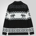 Mens christmas jumper deer jacquard knit cardigan long sleeve