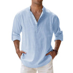 Hawaiian Shirt Men | Cotton Linen Lightweight Long Sleeve Beach Shirt