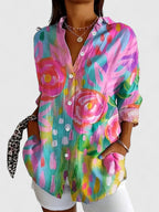 Hazel | Women's Blouse | Colorful Print, Relaxed Fit | Everyday Top