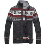 Christmas Cardigan Men | Nordic Pattern Knit Zip Up Long Sleeve Winter