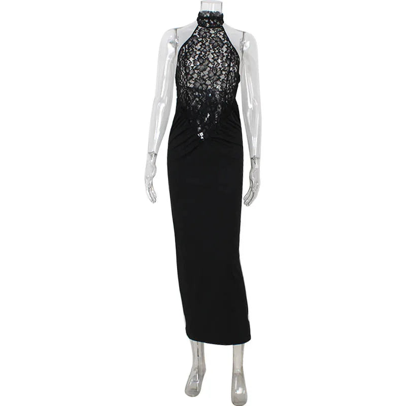 Wrap dress women sleeveless stretch knit ankle length maxi dress