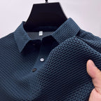 Silk Polo Shirt for Men | Short Sleeve Lightweight 3D Woven Texture