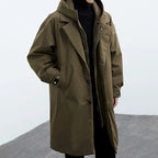Lightweight Water Wind Resistant Long Overcoat Full Zip Hood