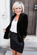 Womens Velvet Blazer Long Sleeve Solid Lapel Collar Single Breasted