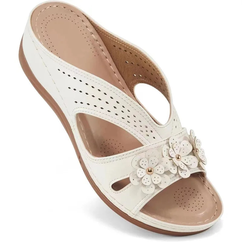 Women Wedge Sandals Platform Flower Hollow Open Toe Non Slip Sole