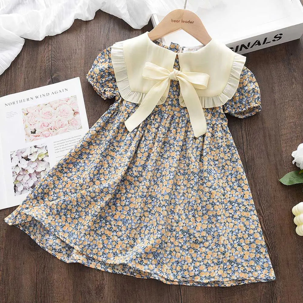 Girls Party Dress Floral Princess Bow A Line Toddler Summer Kids