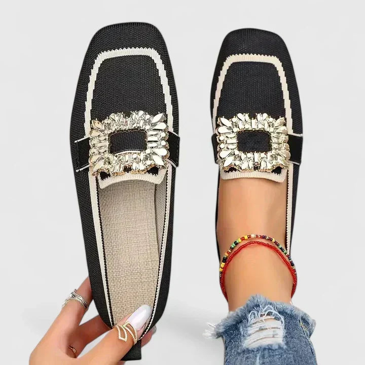 Aria | Women Loafers Square Toe Decorative Strap Slip On