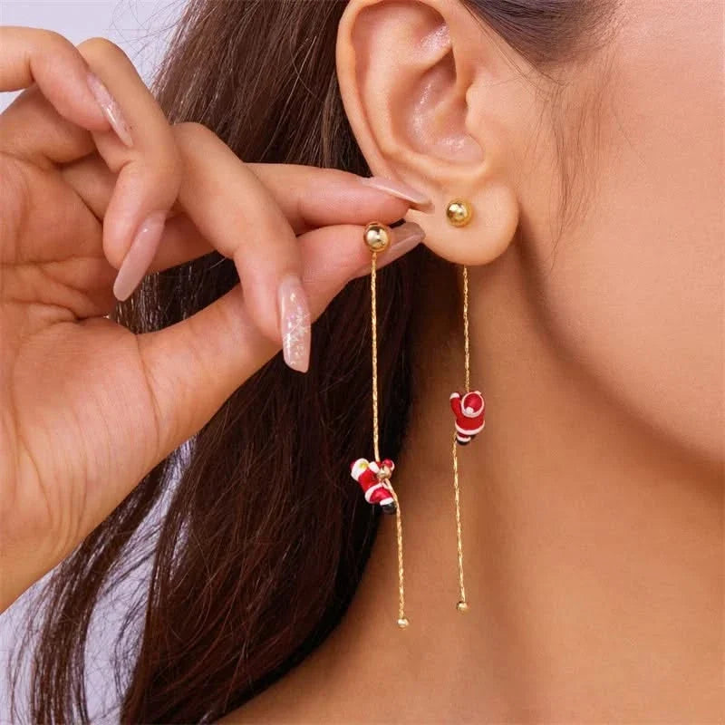 Christmas Dangling Earrings Non Tarnish Metal Stud Backing