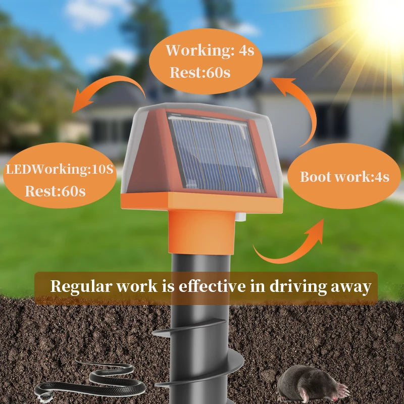 Solar Animal Repeller Sound Wave Underground Mole Snake Waterproof