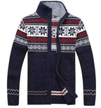 Christmas Cardigan Men | Nordic Pattern Knit Zip Up Long Sleeve Winter
