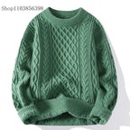 Christmas Jumper Men | Wool Blend Knitted Crewneck Pullover Sweater