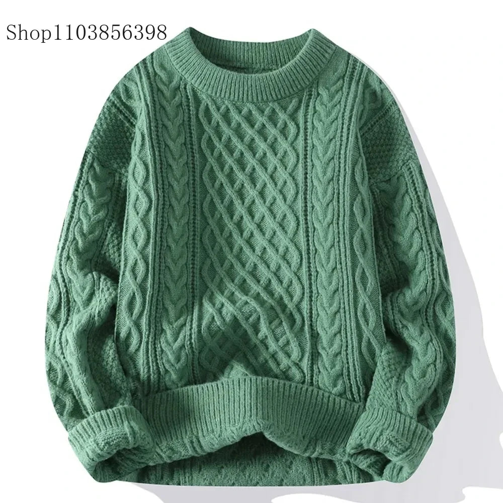 Christmas Jumper Men | Wool Blend Knitted Crewneck Pullover Sweater