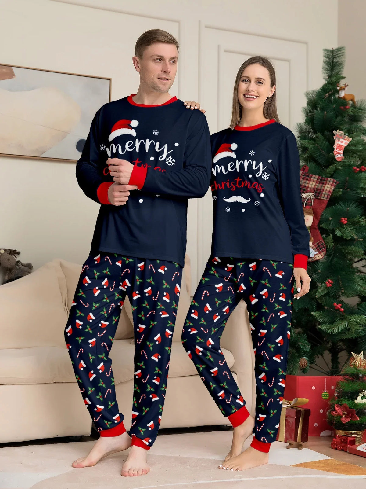 Christmas Pajamas Family Matching 2 Piece Set Xmas Letter Print