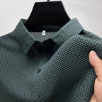 Silk Polo Shirt for Men | Short Sleeve Lightweight 3D Woven Texture