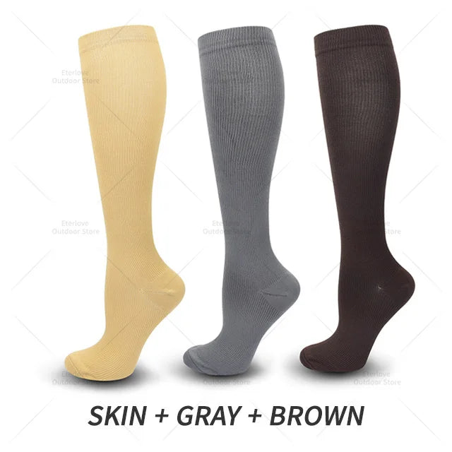 Vada | Compression Socks | Knee High, 15-20 mmHg | 3 Pairs, Unisex