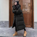 Women Long Down Jacket Hooded