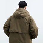 Lightweight Water Wind Resistant Long Overcoat Full Zip Hood