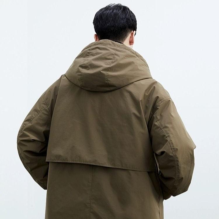 Lightweight Water Wind Resistant Long Overcoat Full Zip Hood