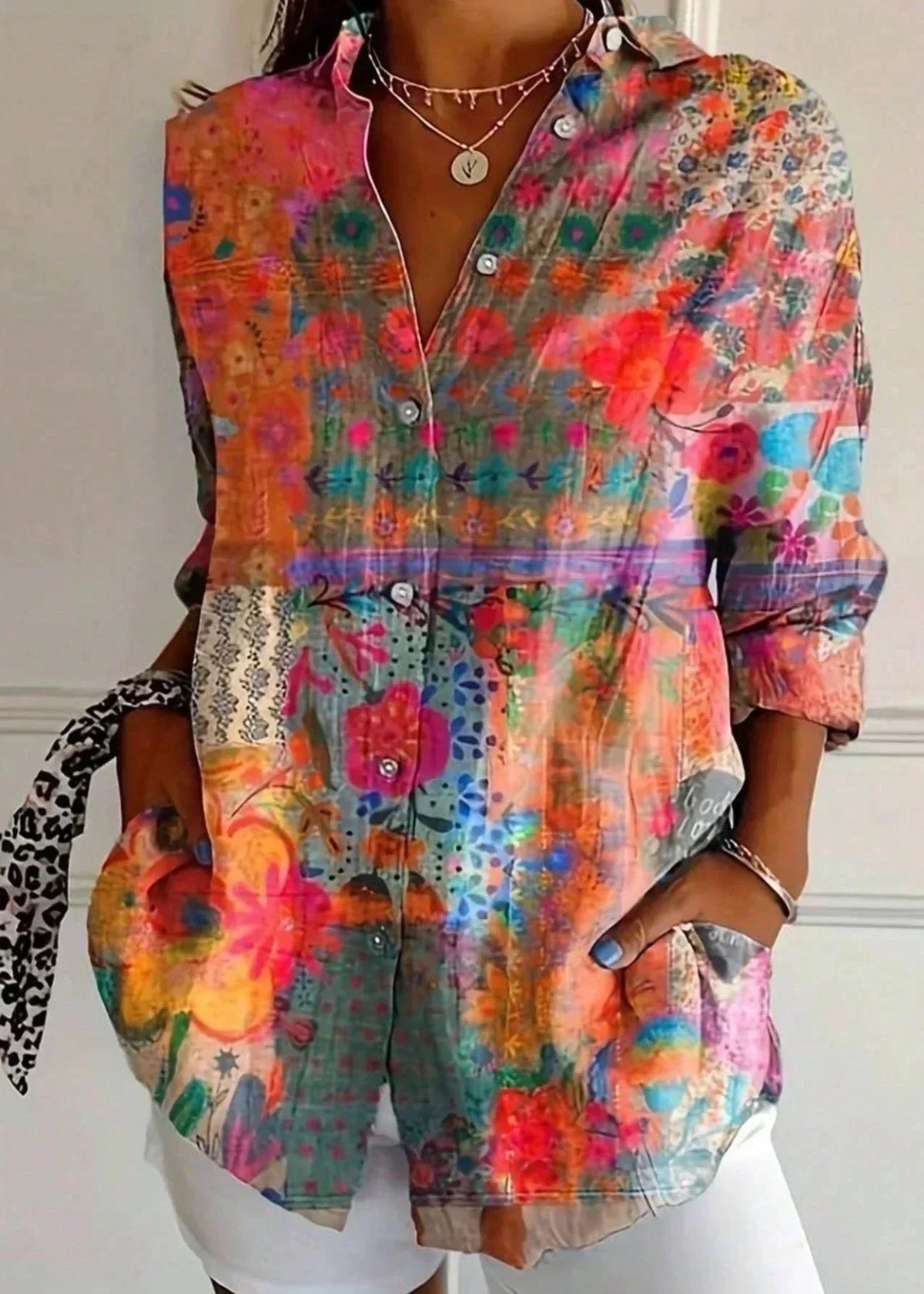 Liora | Women's Printed Blouse | Button-Up, Cotton | Summer Casual