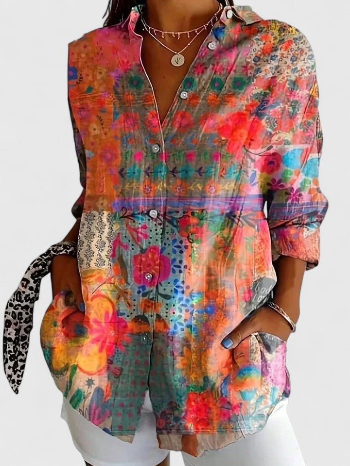 Hazel | Women's Blouse | Colorful Print, Relaxed Fit | Everyday Top