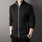 Knit Full Zip Jacket Stand Up Collar