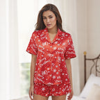 Women Christmas Pajamas 2 Piece Short Sleeve Lounge Set Shirt Shorts