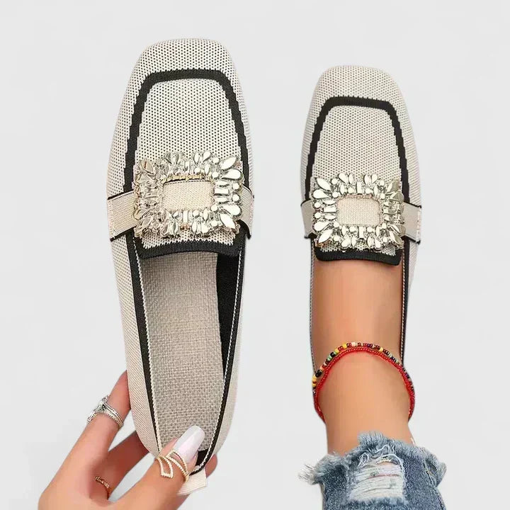 Aria | Women Loafers Square Toe Decorative Strap Slip On