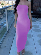 Wrap Dress Women Strapless Ankle Length Stretch Bodycon Dress