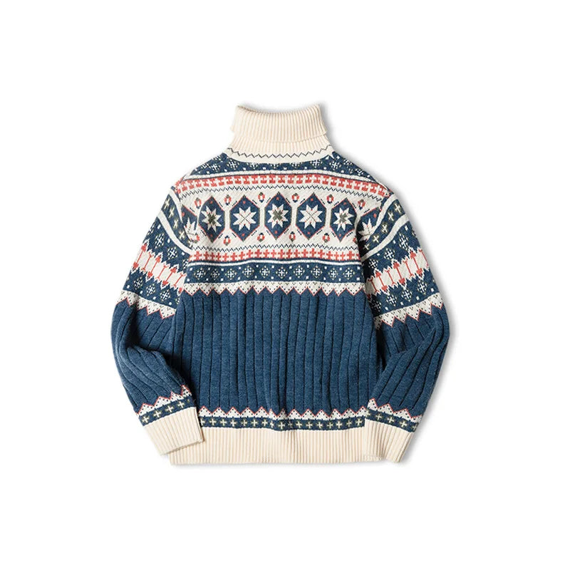 Christmas Jumper Men | Fair Isle Turtleneck Sweater | Warm Winter