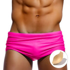 Men Swim Shorts Boxer Briefs Solid Pattern Swimwear