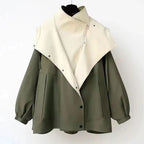 Women Hooded Windbreaker Jacket Patchwork