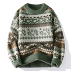 Men Christmas Jumper Reindeer Pattern Knitted Long Sleeve Crew Neck