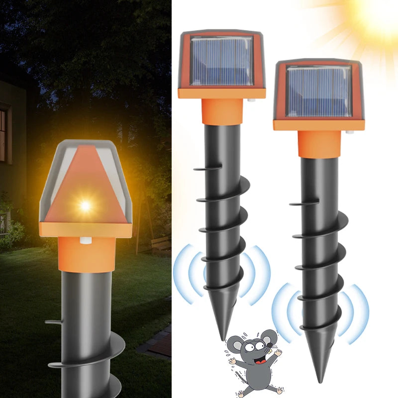 Solar Animal Repeller Sound Wave Underground Mole Snake Waterproof