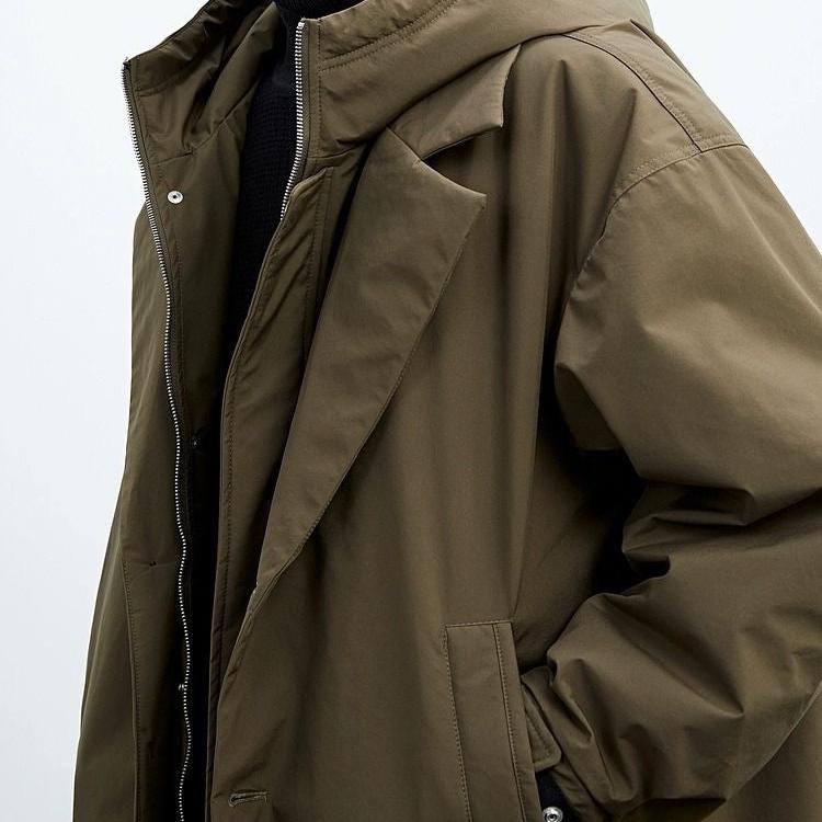 Lightweight Water Wind Resistant Long Overcoat Full Zip Hood