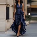 Halterneck Dress Women Maxi Wrap Asymmetric Hem | Honor