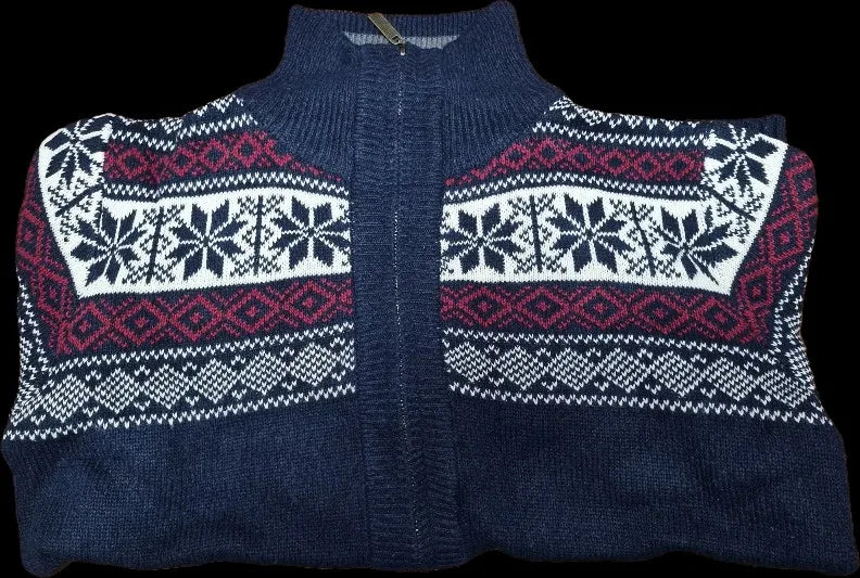 Christmas Cardigan Men | Nordic Pattern Knit Zip Up Long Sleeve Winter