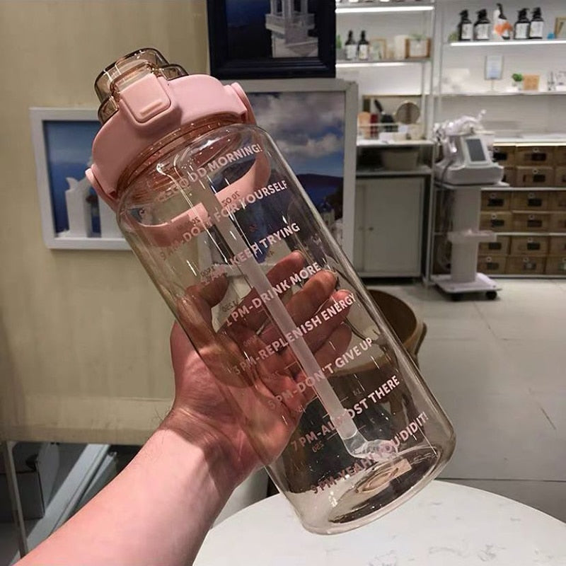 Della | 2L Water Bottle | Motivational Time Markings | BPA-Free, Large Capacity