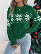 Christmas Jumper Women Knitted Snowflake Pattern Long Sleeve Top
