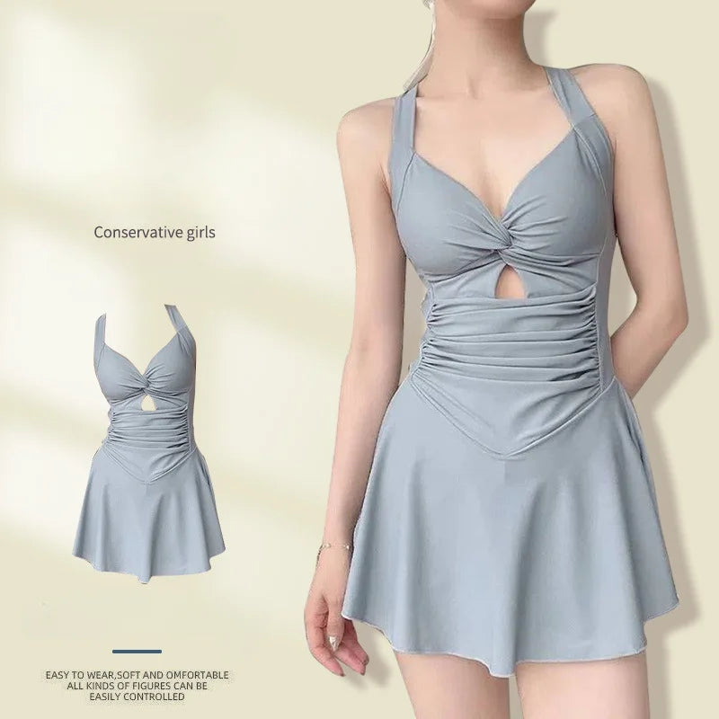 Women One Piece Swimsuit Tummy Control Slimming Modest Dress Style