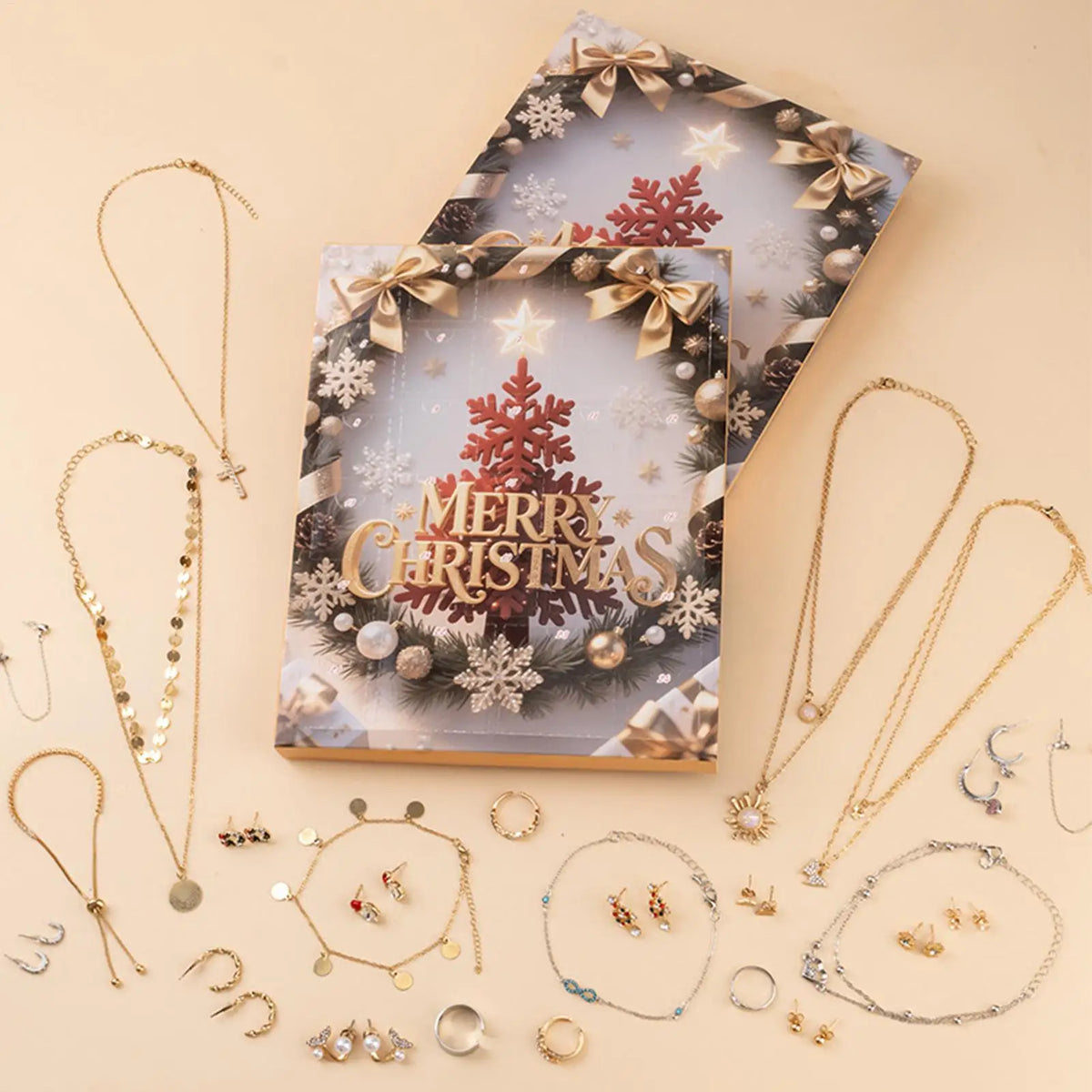 Jewelry Advent Calendar Women 25 Day Christmas Necklace Earrings Set