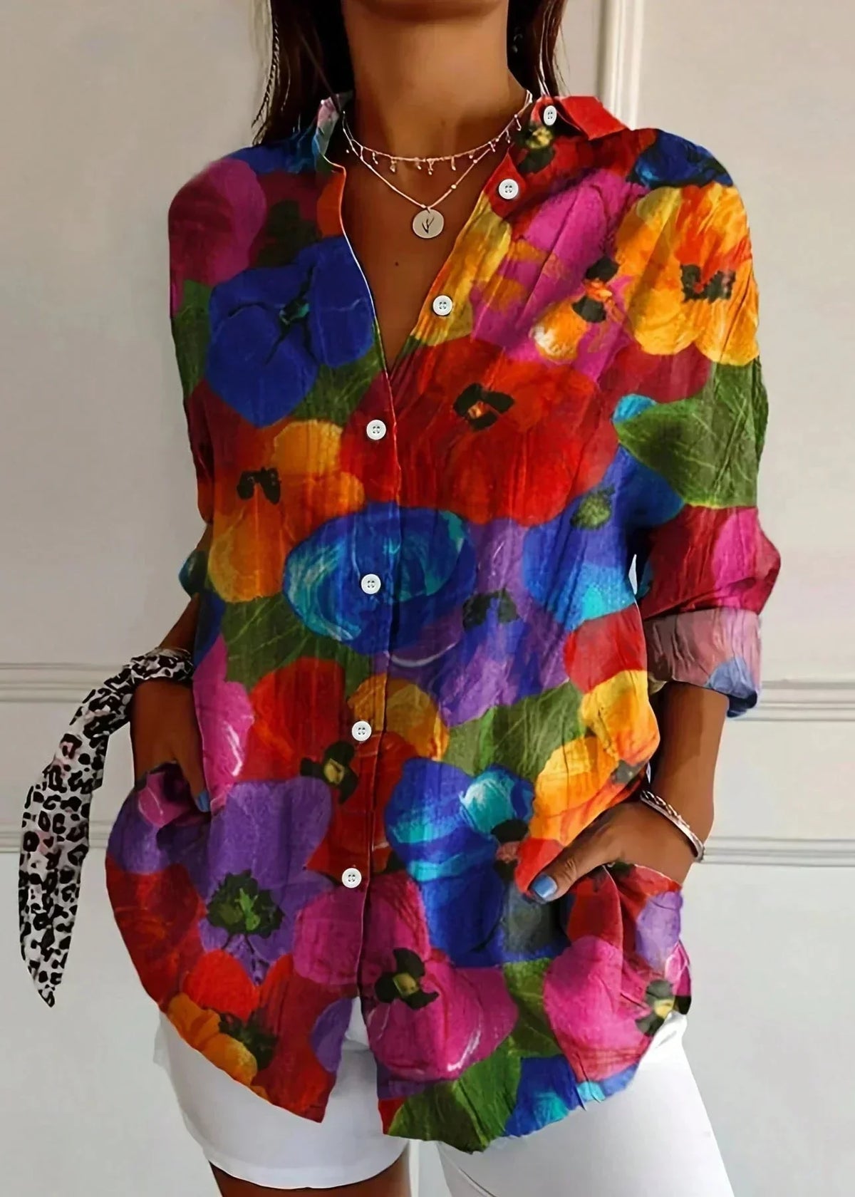 Liora | Women's Printed Blouse | Button-Up, Cotton | Summer Casual