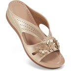 Women Wedge Sandals Platform Flower Hollow Open Toe Non Slip Sole