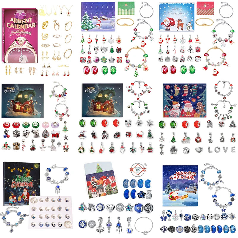 Jewelry Advent Calendar 24 Days Christmas Countdown Ring Necklace Earrings