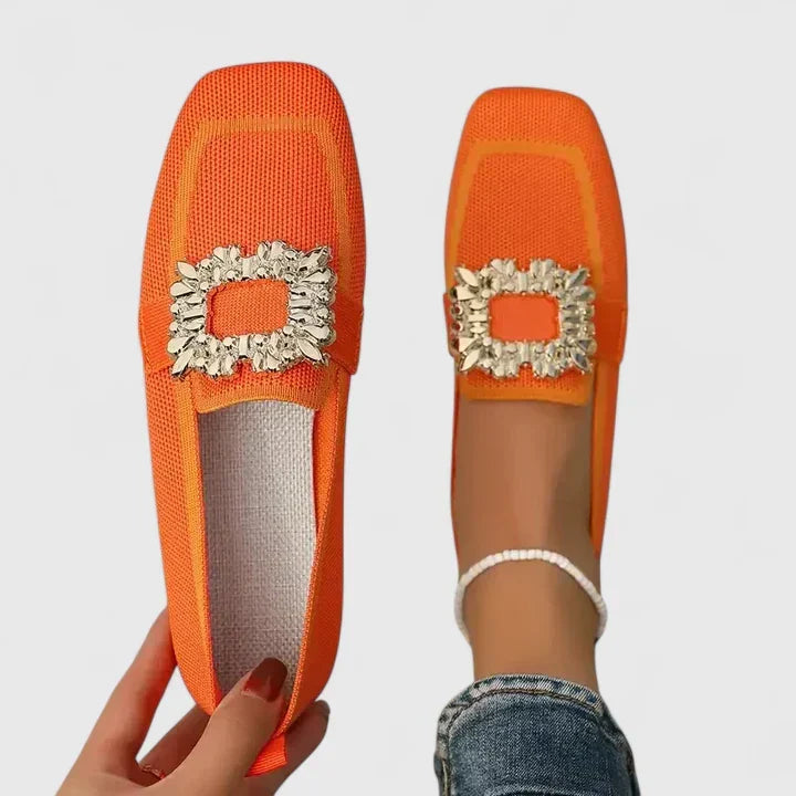 Aria | Women Loafers Square Toe Decorative Strap Slip On
