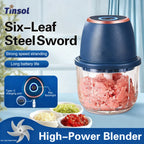 Food Chopper Electric Meat Grinder 350ml USB Rechargeable 6 Blade
