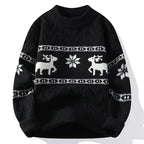 Christmas Jumper Women Men Reindeer Pattern Cable Knit Unisex