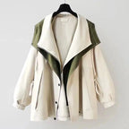 Women Hooded Windbreaker Jacket Patchwork