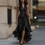 Halterneck Dress Women Maxi Wrap Asymmetric Hem | Honor