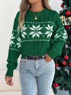 Christmas Jumper Women Knitted Snowflake Pattern Long Sleeve Top