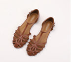 Braided Sandals Women Flat Roman Style Cross Strap Low Heel Shoes